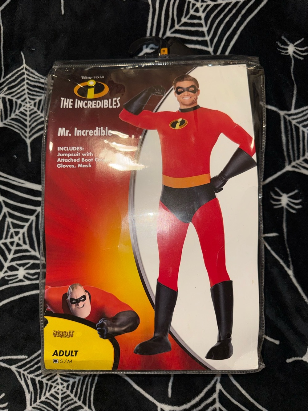 Mr. Incredible costume size S/M. Red with black and orange accents, jumpsuit